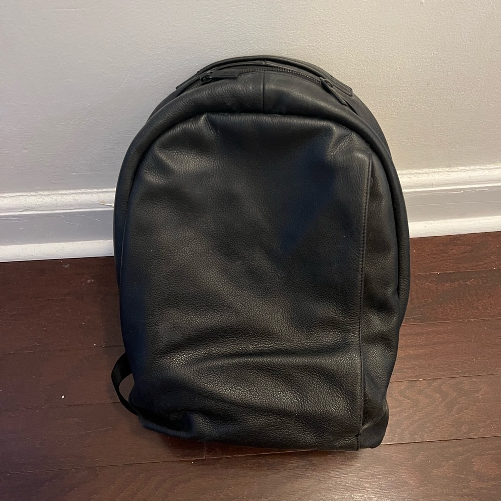 Black Leather Away Backpack